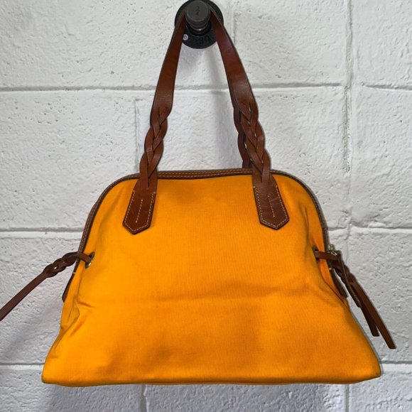 [Dooney & Bourke] Marigold Orange Nylon Domed Shoulder Satchel Handbag - Picture 4 of 12